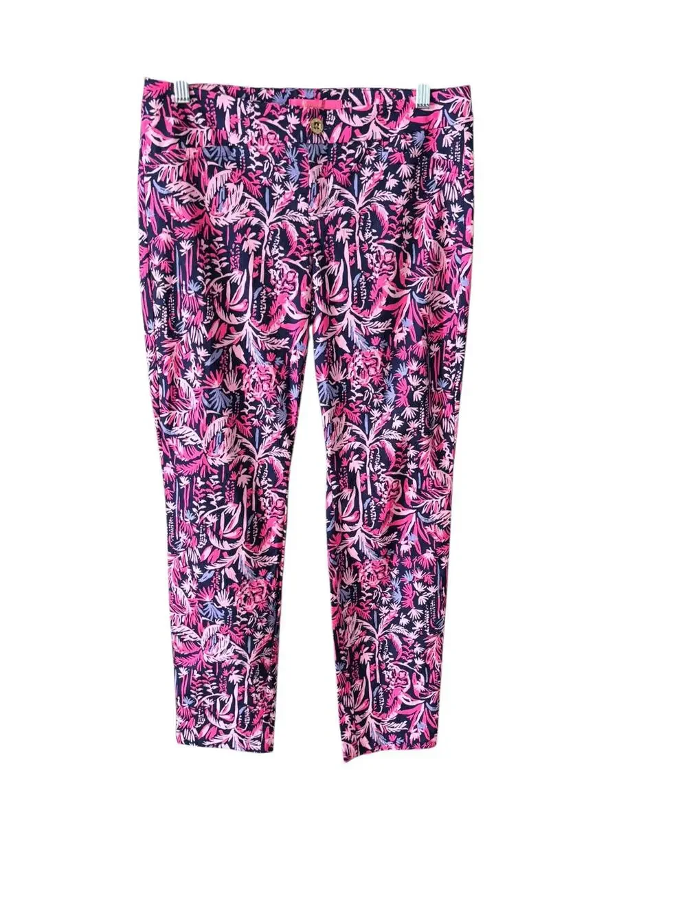 Lilly Pulitzer Kelly Skinny Ankle Pants Swing of Things Pink Palm Trees Size 6